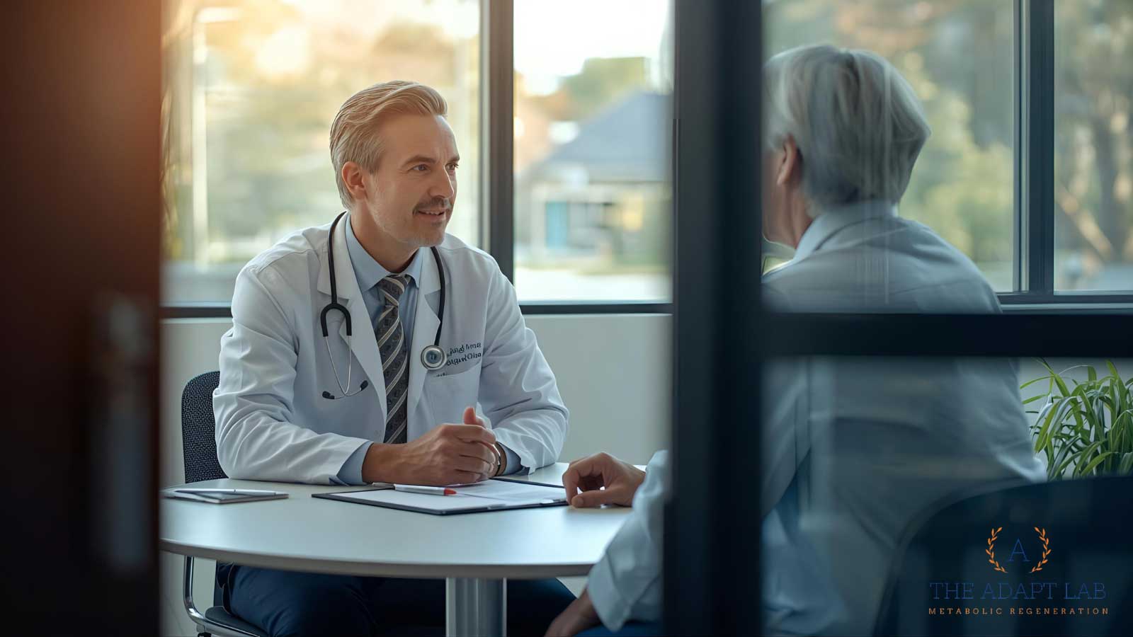 Doctor at The Adapt Lab explaining how Ozempic works for weight loss to a patient during a personalized consultation in Encinitas.