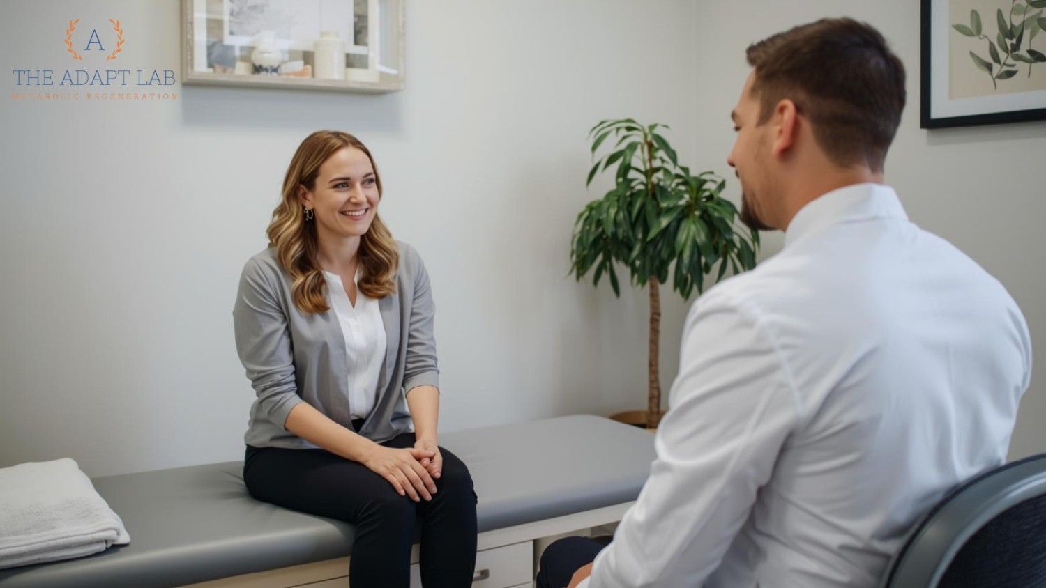 Naturopathic doctor consulting with a patient during a metabolic health evaluation.