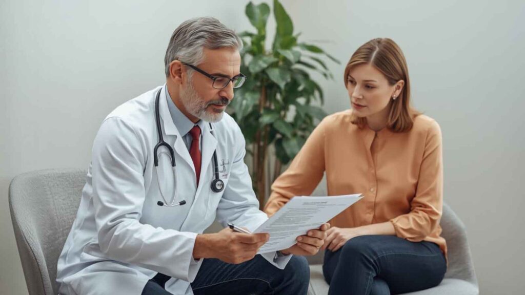 Medical consultation focused on metabolic testing and treatment planning.