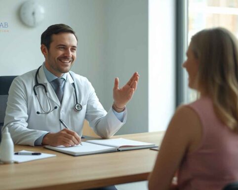 Doctor discussing metabolic testing with patient.