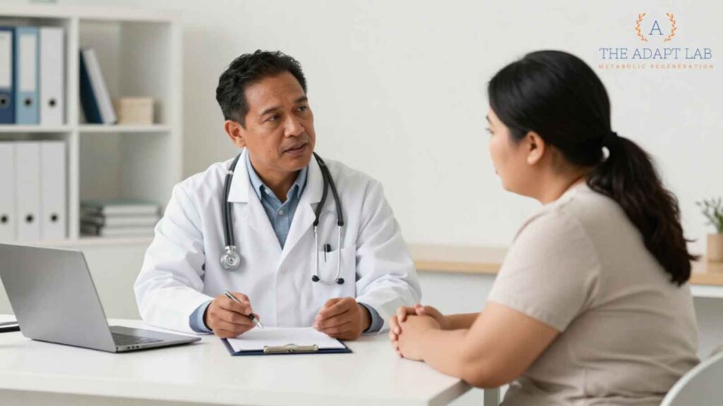 Medical consultation focused on Wegovy and weight loss treatment.