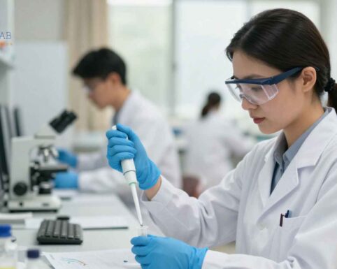Doctor performing metabolic lab testing.