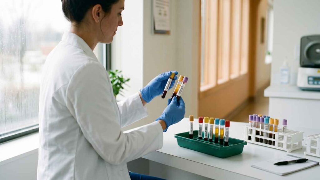 Medical professional examining lab results for weight loss and metabolic health.